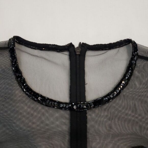 Vtg Nite Line Sheer Sequin Sparkly Dress Beaded Black 8 Taylor Swift Bad Rep Era - Picture 4 of 12